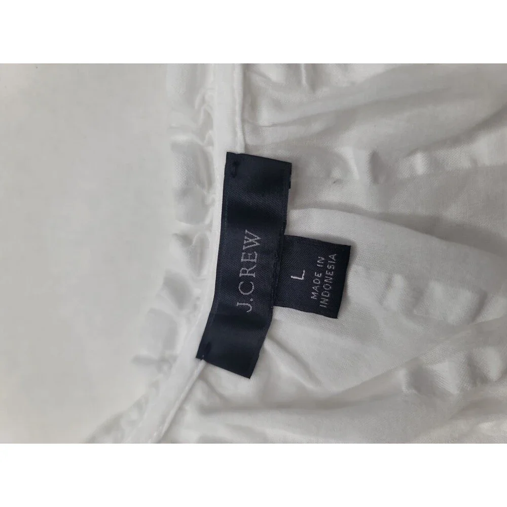 J.Crew White Cotton Blouse Women’s Puff Sleeve Square Neck Cottagecore Top Large
